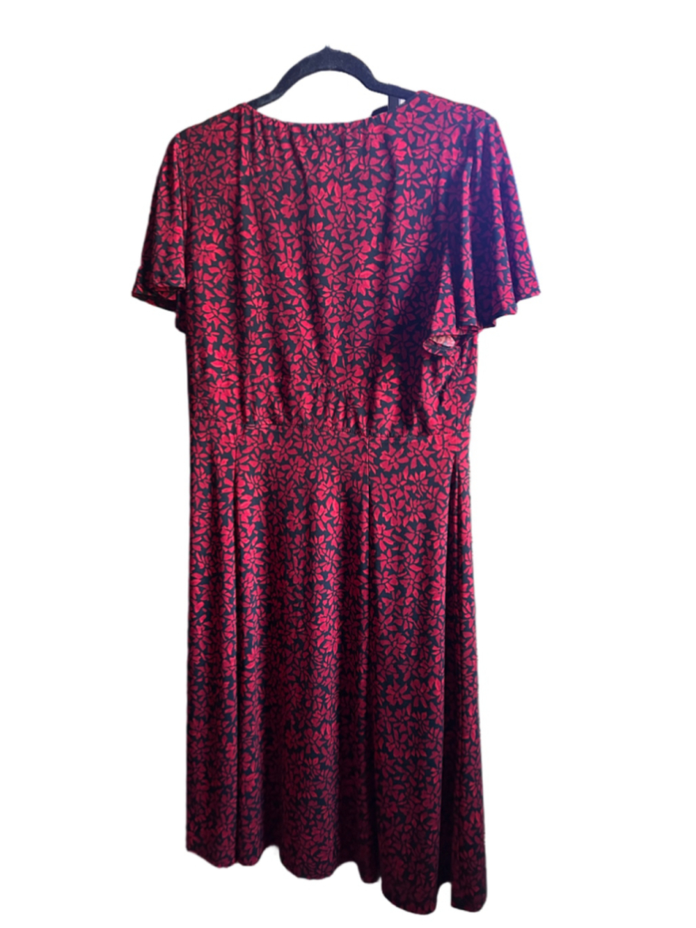 Women's Chaps Midi Dress Size L Red Black Floral Print - Picture 4 of 5